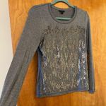 Lafayette 148  New York Gray Grey Silver Sequin Long Sleeve T-Shirt Size Small Photo 1