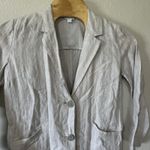 J Jill Longline Blazer Size Small Gray Striped Linen Relaxed Lagenlook Jacket Photo 1