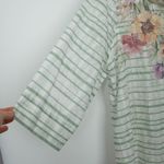 Alfred Dunner Womens Sheer Floral Striped Button Down Tunic Size XL 3/4 Sleeve Photo 3