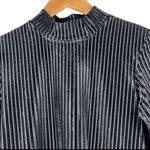 Noisy May Top Womens M Black Long Sleeve Velvet Mock Neck Ribbed Retro Sleek Photo 5