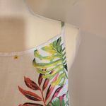Lungo L’arno‎ 100% Linen Floral Palms Maxi Dress/Coverup Size Small White Photo 2
