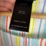 Ali Miles Striped Asymmetrical Hem Tunic Top Large Linen Cotton Coastal Colorful Blue Photo 4