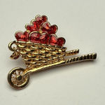 Avon Red Enamel Hearts In A Cart Gold Tone Signed Brooch Pin Valentine’s Day Photo 0
