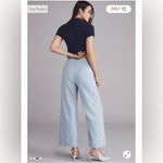 Anthropologie NWT The Colette Scallop-Pocket Crop Wide-Leg Pants by Maeve artic ice size 26 Photo 1