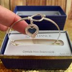 Brilliance Blue Heart Charm Bangle Bracelet W/ Swarovski Crystals Photo 0