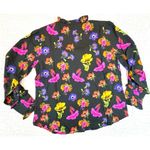 Tolani NWT  Collection Cleo Top Black Floral Long Sleeve Ruffle Neck Size Small Photo 1