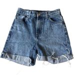 J Brand Jules Denim Cutoff Shorts Sympathy Destruct Raw Hem Blue Size 24 Photo 0