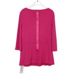 St. John  Knits Milano Knit Peplum Blouse in Bright Pink Scoop Neck Size 6 Wool Photo 1