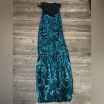 Elegant Teal Maxi Dress with Slit Blue Size undefined Photo 5