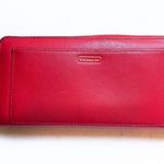 Coach Red Saffiano Leather Long Continental Zippy Wallet ID Cards Pockets Photo 0