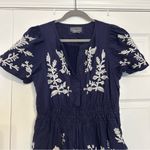 Anthropologie  Somerset Blue Embroidered Tiered Short Sleeve Maxi Dress L Photo 3