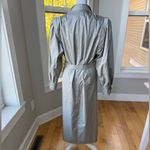 Vintage 80s 90s Paris Sport Club Gray Metallic Trench Coat Size 7 Small Medium Silver Photo 14