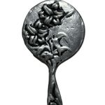 Antique Art Nouveau Silver Floral Mirror Brooch Photo 1