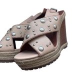 Rebecca Minkoff  Tan Silver Studded Wedge Sandals Size 7.5 Photo 3