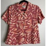 Tommy Bahama  Womens Small Orange Floral Silk Blouse Button Front Beach Tropical Photo 0