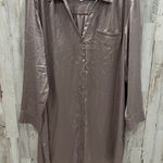 Soma Women's Satin Long Sleeve Button Up Sleep Shirt in Silver Taupe Large Photo 0
