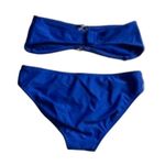 No Boundaries Blue Bandeau Bikini Set Lattice Detail Swimwear S Photo 5