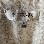 Intermix  Krissia Tie-Neck Smocked Blouse in Grey Size 6 Puff Sleeves V Neck Photo 4