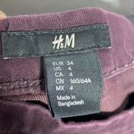 H&M Women's Solid Skinny Slim Moto Biker Style Purple Plum Pull On Pants Size 4 Photo 4