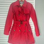 Banana Republic  Womens Red Double Breasted Trench Coat w/Belt 100% Cotton Size M Photo 0