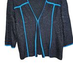 Ming Wang  Lace Jacket PXL Petite XL Black Blue Piping 3/4 Sleeve Hook Eye $300 Photo 4