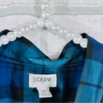 J. Crew Factory Black Watch Plaid Bow Neck Button Front Blouse Size XL Blue Photo 4
