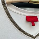 Jennifer Lopez Women’s Luxe Embellished Ribbed Jersey Soft V-Neck Tee Shirt Photo 1