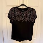 Apt. 9 Women's ® Short Sleeve Embellished Top Metallic Glitter Round Hem Tee L Photo 1