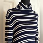 Anthropologie Maeve navy blue and white striped turtleneck dress size M Photo 1