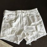 American Eagle  AEO White Distressed High Rise Denim Shortie Shorts Photo 5
