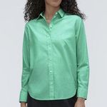 Everlane NWT  The Silky Cotton Relaxed Shirt Striped Green Size 4 NEW Photo 0
