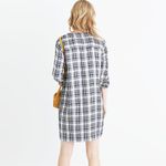 Madewell  Plaid Artiste Tunic Dress Blue & Cream Plaid Popover Shift Size XXS 2XS Photo 5