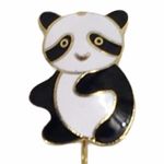 Panda Bear Brooch, Black, White, Gold Tone Black Photo 1