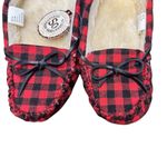 SO  Moccasin Shoes Womens Size 7-8 Medium Buffalo Plaid Faux Fur Slippers Cozy Ho Photo 1