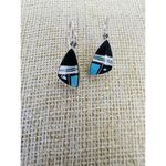 Genuine Indian Handcrafted Sterling Martinez Sterling Turquoise Onyx Earrings Photo 1
