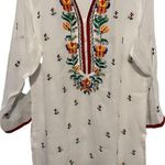 White long sheer sleeve flower embroidered tunic dress measurements in pictures Size undefined Photo 0