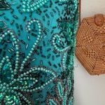 Vintage Alyce Designs Turquoise Beaded Evening Formal Gown, Size 14 Green Photo 4