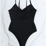 Sexy Black High Cut Ribbed Swimsuit Size Large NWT #0982 Photo 2