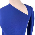 Helmut Lang  Royal Blue Raglan Asymmetric Rib Knit Top Photo 1