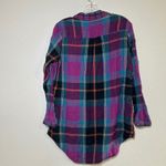 Natural Life  Plaid Tunic Shirt Women M Purple Blue Pockets boho lagenlook fall Photo 6