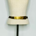 Brown Leather Belt with Gold Hammered Metal Bar 34” Photo 4