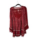 Free People  Nomad Child Red Lace Boho Flowy Floral Oversized Mini Dress Size XS Photo 2