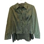 Lafayette 148 Women's Green Striped linen blend Blazer skirt set Size 14 Photo 0