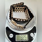 Women's Gold Tone Metal Rings Elastic Stretch Belt – Fashion Waistband Accessory Black Photo 7