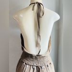 Earthbound Trading Co halter neck, gathered waist, harem leg jumpsuit, olive S Photo 5