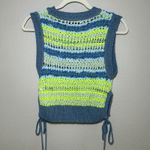 ZARA Striped Crochet Knit Sleeveless Vest Sweater Blue Yellow Green boho Size S Photo 6
