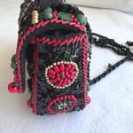 Purificación García Beaded Crossbody Clutch Red Green Boho Statement Bag Black Photo 11