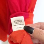 Skies Are Blue  Red Orange Colorblock Tie Front Short Sleeve V Neck Mini Dress Photo 9