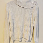 Studio Works  Turtleneck Button Angled Neck Ribbed Knit Sweater Cream Womens L Photo 0