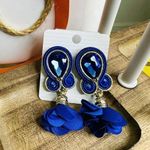 Handmade Dangle Drop Earrings with Chrystals Soutache handcrafted UniqueJewelry Photo 0